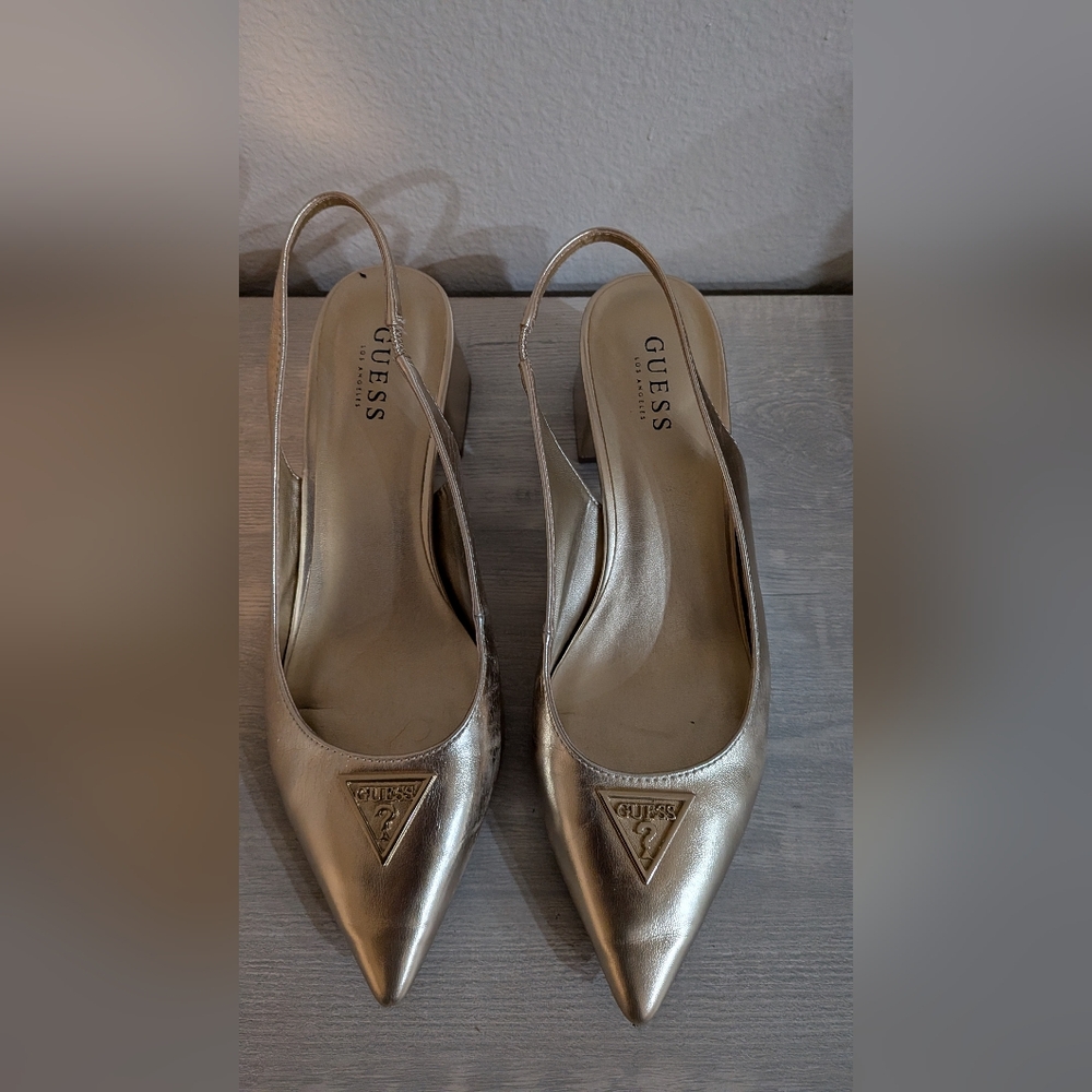Guess Women's Metallic Gold Slingback Heels